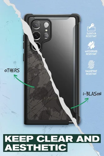 Vista 5 de i-Blason Funda transparente para Samsung Galaxy S22 Ultra (6.8 pulgadas) 5G, funda protectora robusta [Ares] sin protector de pantalla integrado