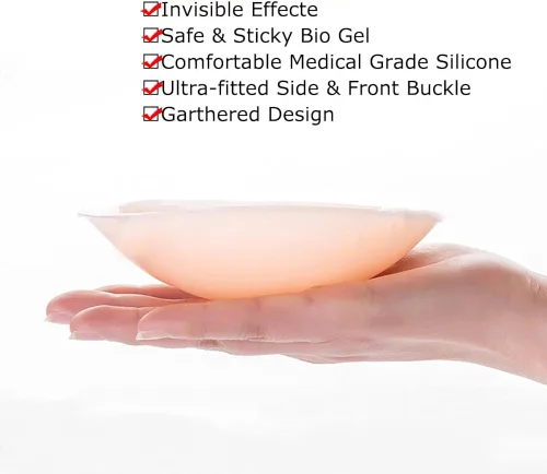 Vista 4 de JIFRONT Brasier adhesivo, brasier autoadhesivo, brasier de silicona reutilizable invisible sin tirantes, sujetadores sin espalda para mujer
