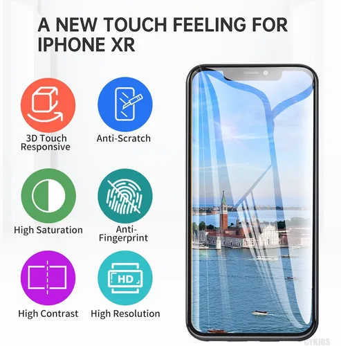 Vista 5 de Pantalla de repuesto para iPhone XR con sensor de proximidad de altavoz de oído 3D Touch 6.1" LCD Display Digitizer Full Assembly Earpiece Front