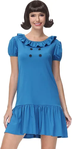 Vista 2 de Maisolly Disfraz de Halloween para mujer, minivestido de manga abombada para adultos