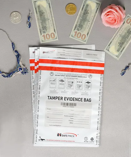 Vista 7 de INSAFEPACK - 100 bolsas de depósito bancario de negocios de 9 x 12 pulgadas, bolsa de seguridad de alto nivel a prueba de manipulaciones, bolsa