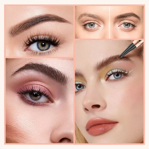 Vista 4 de Plumas de cejas para microblading para mujeres, lápiz de cejas impermeable 3D actualizado 2025, lápiz de cejas de larga duración con 4 puntas tipo
