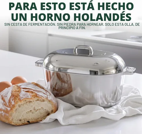 Vista 2 de MAGNAWARE Horno holandés ovalado de aluminio fundido con tapa, sartén resistente de 5 cuartos de galón con estante y cubierta de silicona con asas