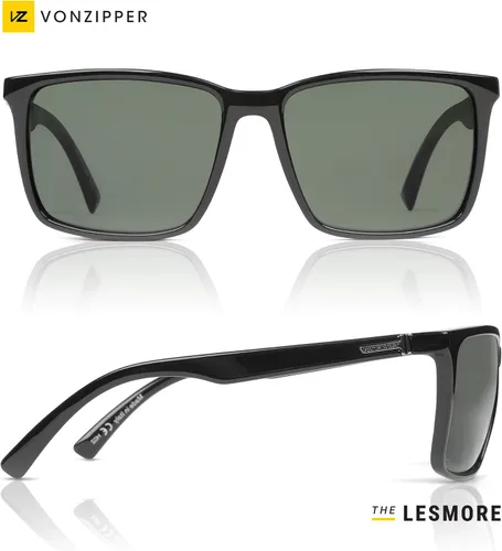 Vista 2 de VonZipper Men's Lesmore Wayfarer 52mm Sunglasses Negro brillante/gris vintage