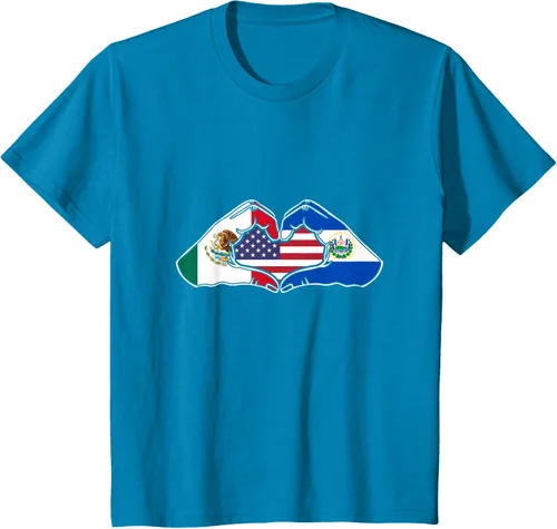 Vista 55 de Corazón manos México, El Salvador y Estados Unidos. Camiseta, Negro