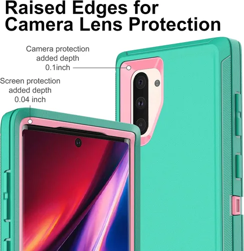 Vista 3 de Funda para Samsung Galaxy Note 10 con protector de pantalla de TPU flexible autorreparable [2 unidades], 3 en 1, cuerpo completo, a prueba