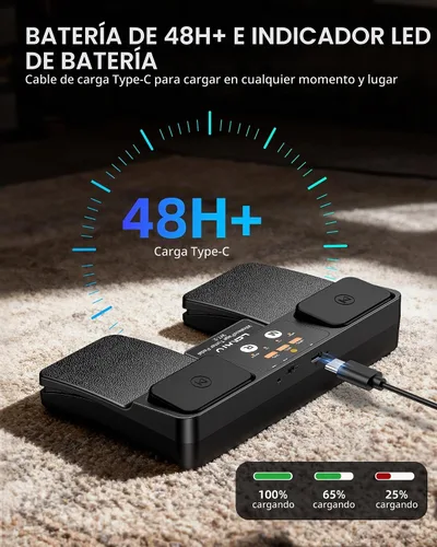 Vista 6 de LEKATO Girador de páginas inalámbrico Bluetooth para iPad, tabletas, teléfonos Android e iOS, pedal silencioso USB iPad para músicos, control