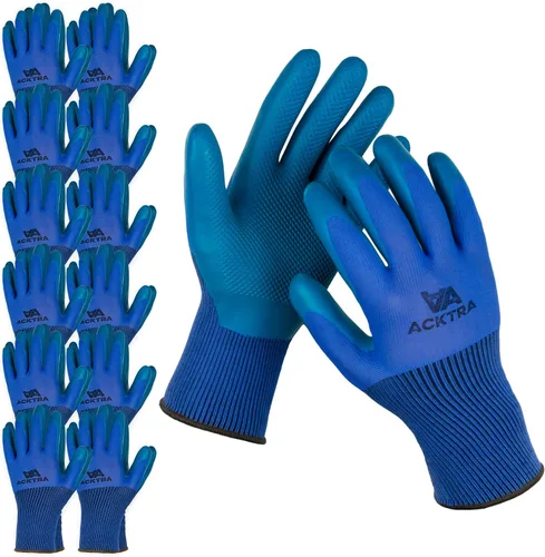 Vista 16 de ACKTRA - Guantes de trabajo de nailon recubiertos de poliuretano premium, 12 pares, puño tejido, para jardinería y uso general, para hombres