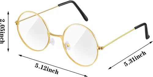 Vista 2 de Frienda 3 pares de anteojos de disfraz de anciano, lentes de Papá Noel, lentes redondos dorados, lentes transparentes para hombres y mujeres