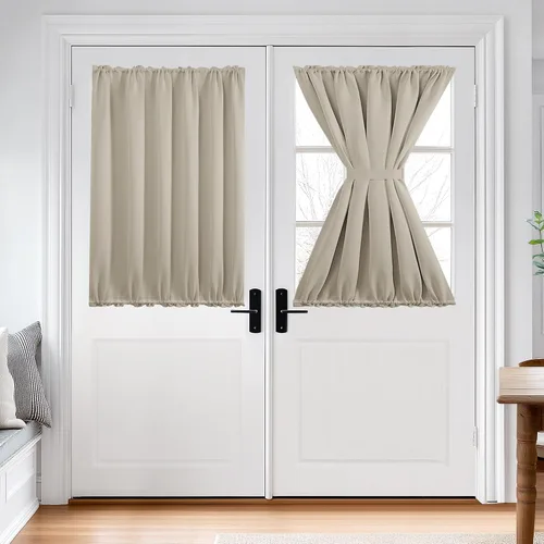 Vista 36 de Deconovo Cortinas opacas para puerta, bolsillo para cortinero y cortinas de bloqueo con aislamiento térmico para dormitorio, 137.16 x 189.2 cm, azul