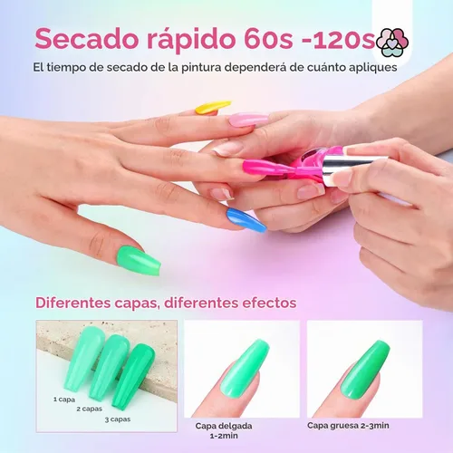 Vista 4 de SAVILAND Juego de esmaltes de uñas de secado rápido: 14 piezas de esmalte de uñas de verano neón de secado rápido, esmalte de uñas rosa intenso rojo