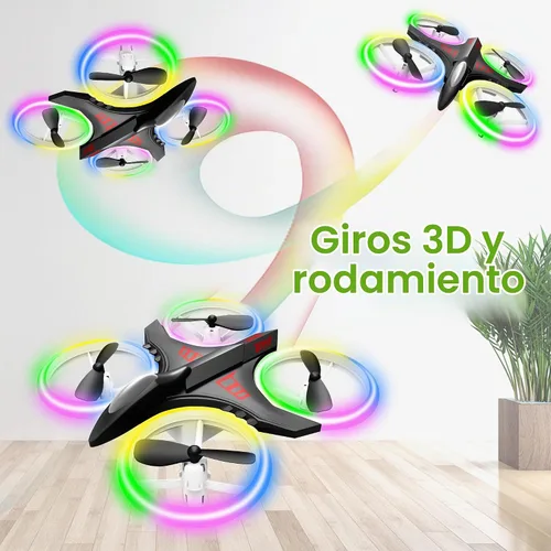 Vista 6 de Dwi Dowellin Mini Dron de 4.9 Pulgadas para Niños a Prueba de Choques Luces LED Despegue y Aterrizaje con Una Tecla Volteretas RC Control Remoto