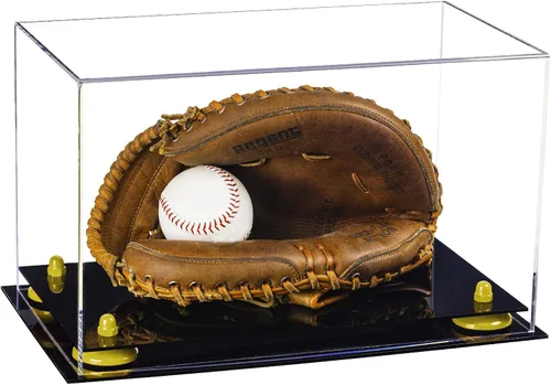 Vista 83 de Better Display Cases Vitrina de guantes de béisbol de acrílico transparente con elevadores negros (A011/V16)