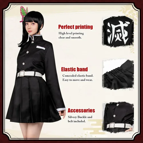 Vista 4 de Disfraz de cosplay de anime Demon Slayer Jacquard disfraz de Halloween para adultos
