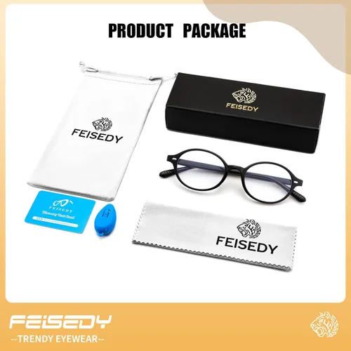 Vista 7 de FEISEDY Gafas de luz azul ovaladas vintage para mujeres y hombres, elegantes y ligeras de los años 90, anteojos falsos Nerd Y2k marco B0242
