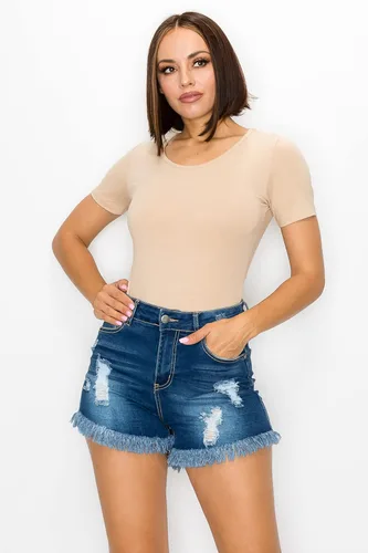 Vista 4 de GLASS TWO - Mono de manga corta para mujer cuello redondo elástico de una pieza