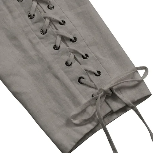 Vista 8 de Bwzlpqj Pantalones de lino con bandas de tobillo para hombre, disfraz de pirata renacentista, pantalones retro medievales