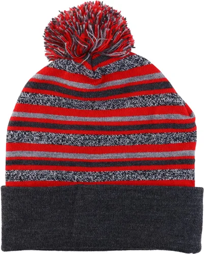 Vista 3 de Trendy Apparel Shop Gorro largo con pompones de hilo de rayas y pompones de punto