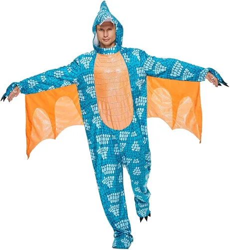 Vista 3 de EraSpooky Disfraz de dinosaurio para adultos, pijama de pterosauria de lujo para hombre