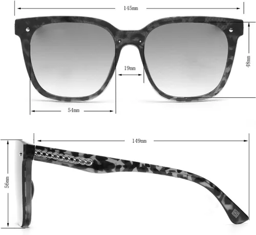 Vista 5 de Laundry by Shelli Segal Ld345 Women's Round Square Sunglasses with 100% Uv Protection. Stylish Gifts for Her, 54 Mm Shield
