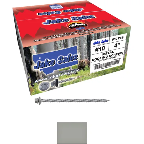 Vista 241 de Tornillos para techos de metal gris ABC 10 x 1 - Cabezal hexagonal - Arandela EPDM - Arandela de arranque automático/roscado - 1 bolsa - 250