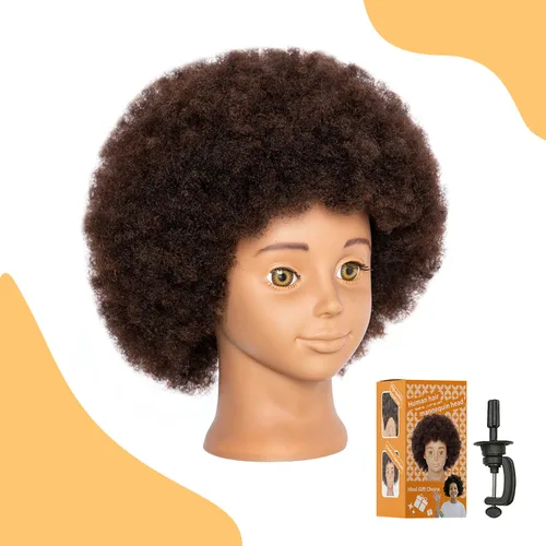 Vista 16 de Headdoll Cabeza de maniquí de 26 a 28 pulgadas, cabeza de maniquí para peinar el cabello y soporte de mesa libre, cabeza de entrenamiento, maniquí