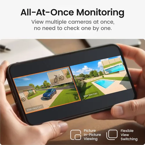 Vista 7 de aosu Cámara de seguridad solar T2 Pro 3K Dual Cam, seguimiento AI, kit de 2