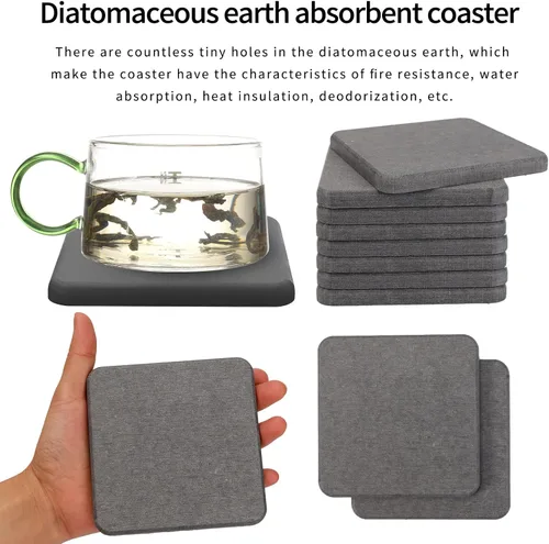 Vista 3 de Posavasos absorbentes de diatomita, para bebidas y plantas, absorción rápida de agua en segundos, aislamiento antideslizante, sin olor, protege