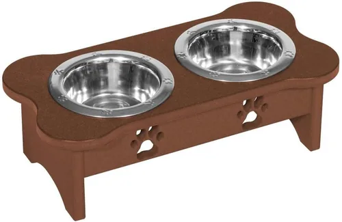Vista 100 de Poly Lumber - Comedero doble de hueso mediano de 2 cuartos de galón, color negro