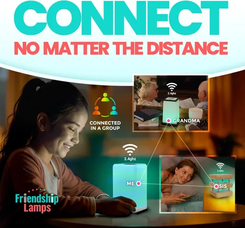 Vista 2 de Lámpara de Amistad FriendLi por Filimin - Requiere Suscripción Wi-Fi, Luz LED Táctil de Larga Distancia, Regalo para Mejor Amigo, Relación, Familia