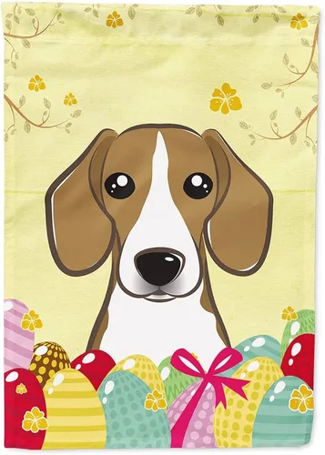 Vista 119 de Caroline's Treasures BB1920CHF - Bandera de caza de huevos de Pascua con diseño de bulldog francés, para casa, gran porche, para colgar en la pared