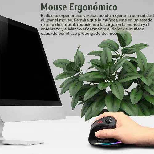Vista 5 de zelotes Ratón inalámbrico Bluetooth con joystick, recargable, 24.000 DPI, 11 botones programables, RGB, modo dual (BT+receptor USB de 2.4 G), mouse