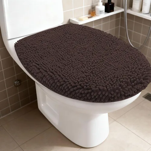 Vista 27 de RUN HELIX Juego de 4 alfombras de baño antideslizantes, suaves, peludas y absorbentes, con tapete de inodoro en forma de U, color negro
