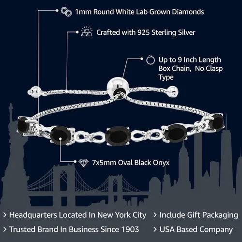 Vista 96 de Gem Stone King Pulsera de tenis de diamantes cultivados en laboratorio con piedra natal de 3-6 quilates para mujer, plata de ley 925, ovalada