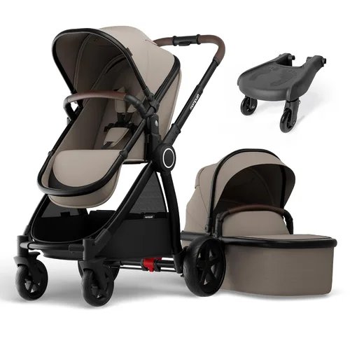 Vista 10 de Mompush Ultimate2 - Cochecito con moisés y tabla de paseo para recién nacidos a niños pequeños Gris