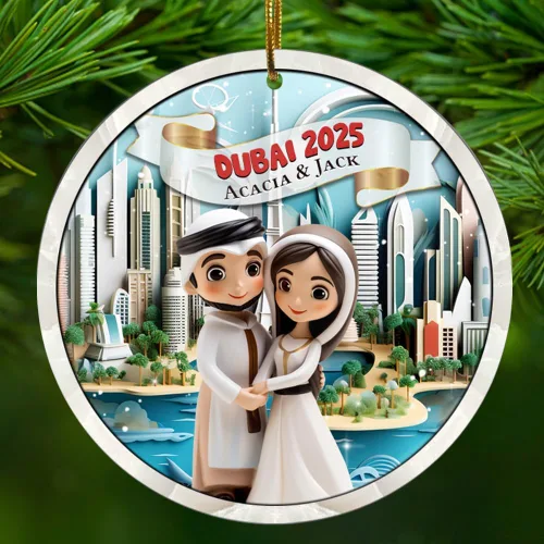 Vista 13 de Adornos personalizados de Bali Indonesia para viajeros, pareja, recuerdo, vacaciones, nombre personalizado, adorno de amor, regalo para marido