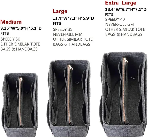 Vista 2 de ZTUJO Purse Organizer Insert, Felt Bag Organizer with Metal Zipper, Handbag & Tote Shaper, For Speedy Neverfull Tote, 7 Sizes