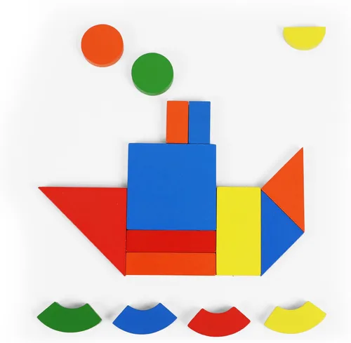 Vista 2 de Juguete magnético de madera de los bloques, rompecabezas del patrón de la forma de Tangram para Large geometric wooden blocks for creative
