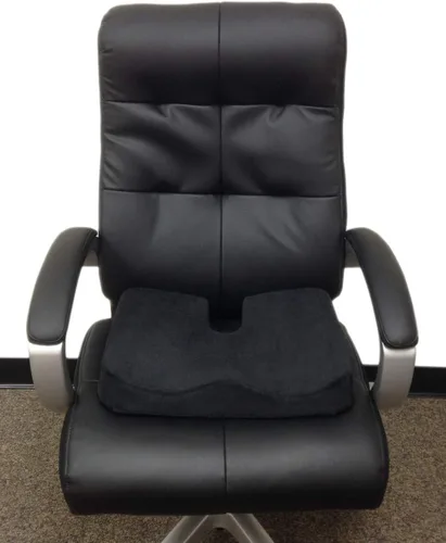 Vista 5 de Cojín para el coxis Kieba, espuma viscoelástica ortopédica, gran almohada para dolor de coxis, la espalda y la ciática, Negro, 1
