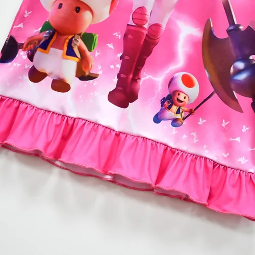 Vista 7 de Disfraz de princesa melocotón para niñas, vestido de princesa melocotón con accesorios corona y aretes
