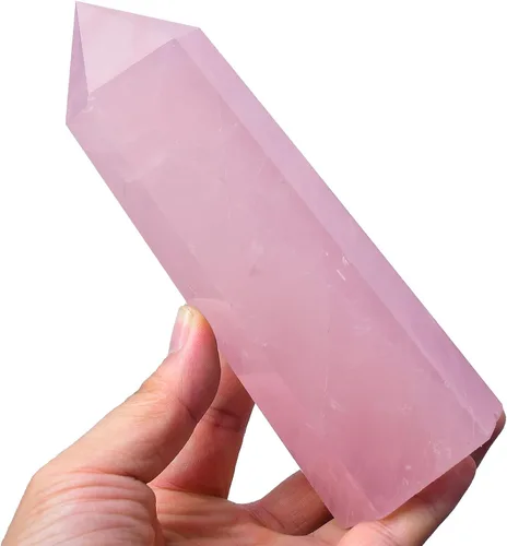 Vista 31 de Torres de cristal de piedra de sangre africana, 6 puntas de cuarzo facetado, obelisco rojo curativo, varita de cristal curativo 0.6-0.8 libras