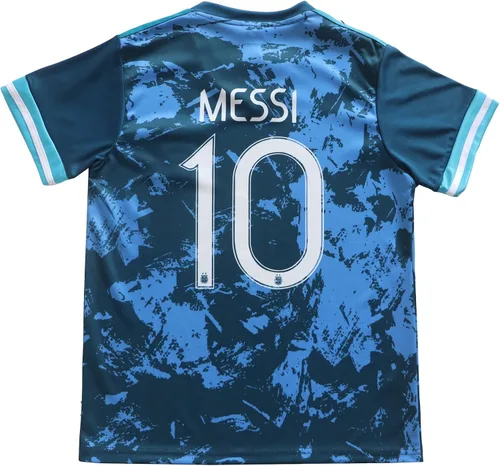 Vista 3 de BIRDBOX 2021 Argentina Away Dark Blue #10 Lionel Messi - Conjunto de camiseta y pantalones cortos de fútbol para niños, tallas juveniles