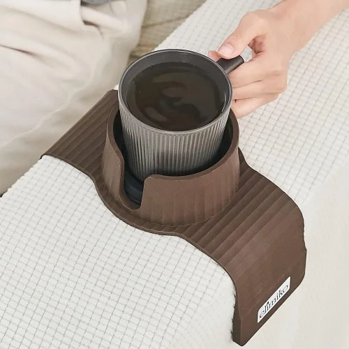 Vista 8 de Soporte para tazas de sofá, Elimiko, soporte de silicona para bebidas con soporte grande mejorado, para Negro