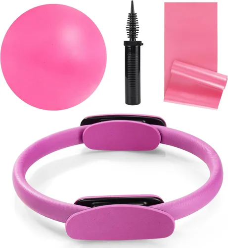 Vista 13 de Tsikavo Anillo de pilates, círculo de anillo de pilates y juego de bolas, anillo de pilates mágico de 12 pulgadas, bola de ejercicio pequeña de 9