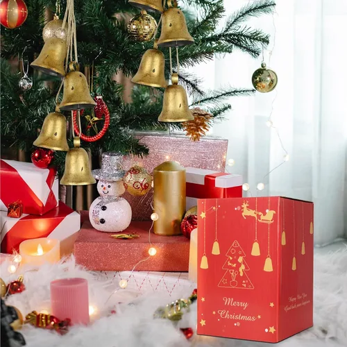 Vista 4 de Campana de vaca para decoración de Navidad, campanas doradas para árbol de Navidad, campanas decorativas, regalos de Navidad