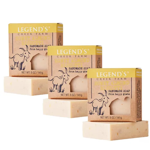 Vista 23 de Legend's Creek Farm Goat Milk Soap - Barra de jabón hidratante limpiadora para manos y cuerpo, espuma cremosa de 5 onzas, jabón natural nutritivo