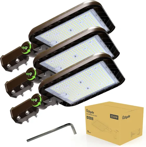 Vista 9 de Glitgate Luz LED de estacionamiento de 150 W, 22500 lm, 5000 K, montaje deslizante, iluminación de área de calle con fotocélula del atardecer al