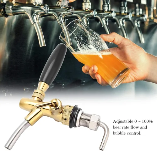 Vista 5 de Grifo de cerveza con control de flujo, grifo de cerveza ajustable de vástago largo, grifo de barril de cerveza Adurable, vástago cromado G5/8 grifo