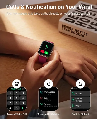 Vista 2 de Hingso Relojes inteligentes para mujer, Android y iPhone, Alexa integrado, rastreador de actividad física de 1.85 pulgadas con respuesta/hacer Rojo