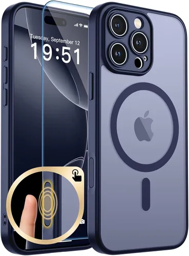 Vista 51 de zapica Funda magnética para iPhone Air, con protector de pantalla de vidrio templado, compatible con MagSafe, translúcida mate, a prueba de golpes